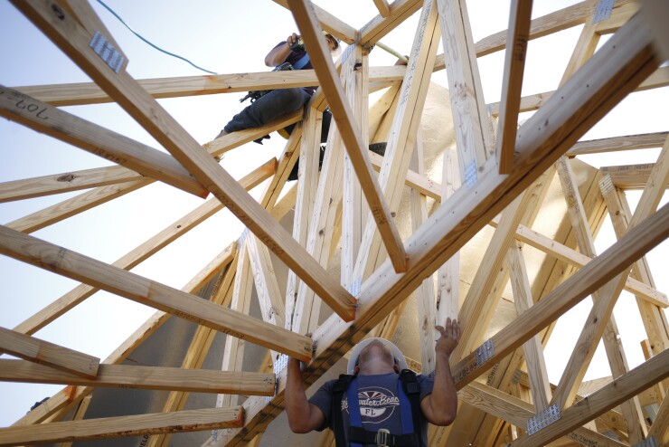 Rafters. House bing built.