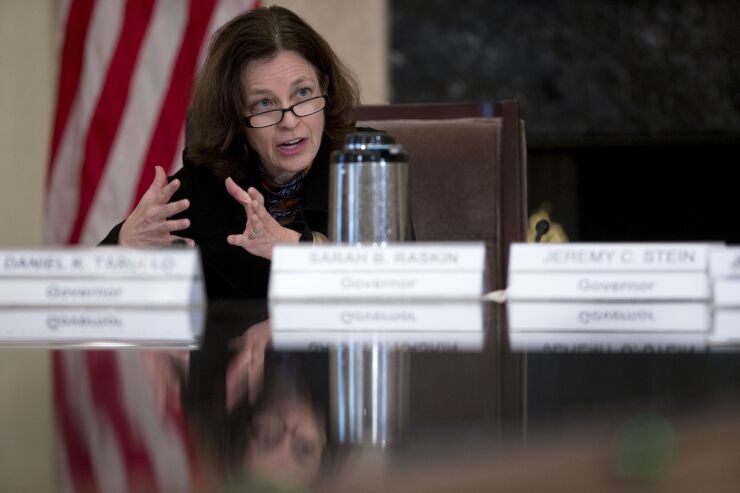 “Central banks and other financial regulators know that when it comes to curbing the effects that climate risk will have on the economy, particularly the heightened chance that such risks will bring about economic catastrophe, leadership must exist and concerted action must be taken,” Sarah Bloom Raskin said in a report for Ceres in 2020.