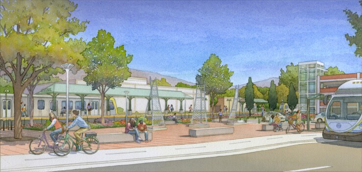Artists rendering of the La Verne train station planned on the Foothill Gold Line
