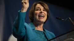 Sen. Amy Klobuchar, D-Minn. and 2020 presidential candidate, speaks during an Iowa Democratic Party Hall of Fame event in Cedar Rapids on June 9, 2019.