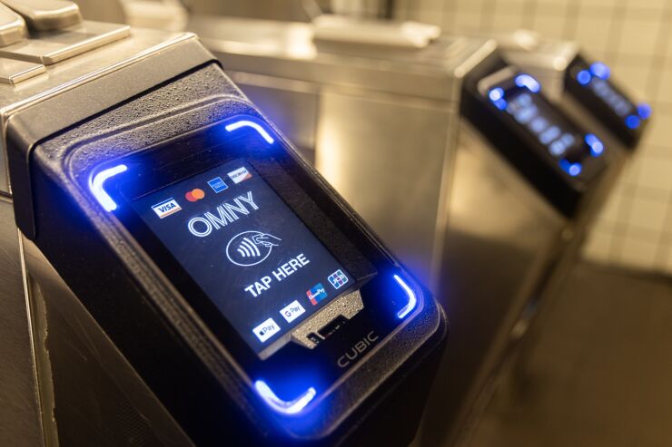 OMNY contactless fare reader in New York