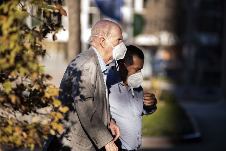 Robert Brockman arrives for trial in Houston in November 2021