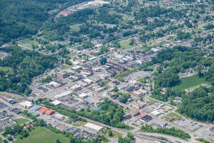 Aerial view of Middlesboro, Kentucky