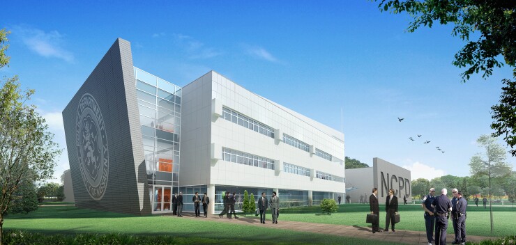 A rendering for a planned Nassau County Police Academy that will be funded through $54 million of borrowing.