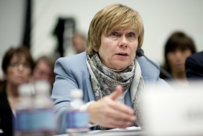Elizabeth "Betsy" Duke, pictured here in 2010 when she was a Federal Reserve governor, had been Wells Fargo's board chair since 2018.