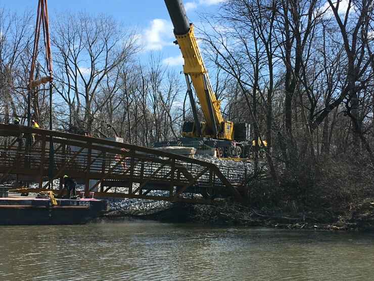 Construction of a bridge along the Cal-Sag recreation trail in Riverdale, Illinois.