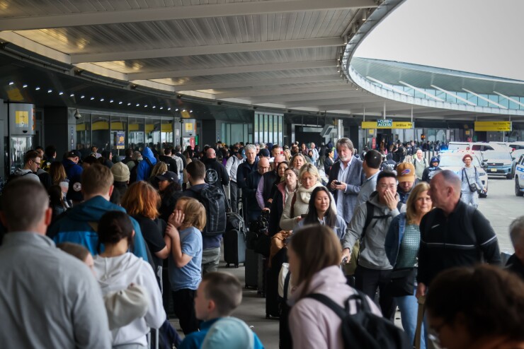 A security line at New York’s JFK Airport on March 27 amid a government shutdown.