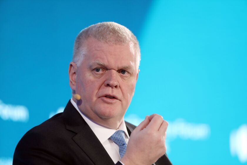 Noel Quinn, chief executive officer of HSBC, speaks during a panel discussion at the Bloomberg New Economy Forum in Beijing on Nov. 22, 2019.