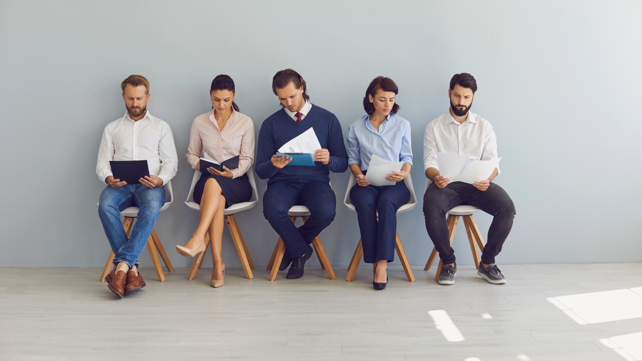 Interviewing for a job.