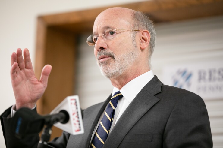 Pennsylvania Gov. Tom Wolf in Tremont, Pennsylvania on March 7, 2019