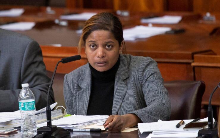 New York City Budget Director Melanie Hartzog at a City Council hearing on March 6, 2019