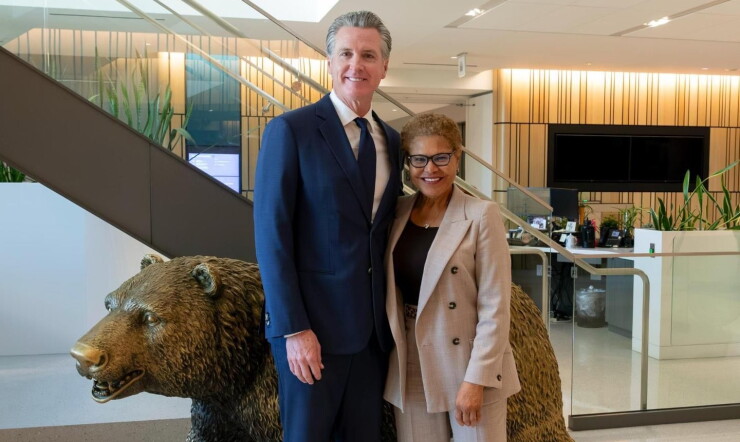 Los Angeles Mayor Karen Bass met with California Gov. Gavin Newsom