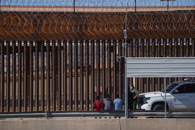 U.S. Border Patrol at the border wall