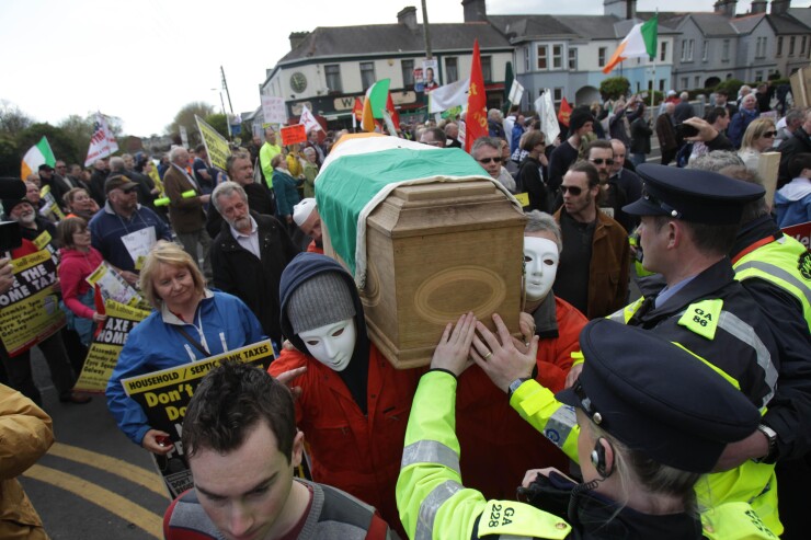 Anti-austerity march in Galway, Ireland in 2012