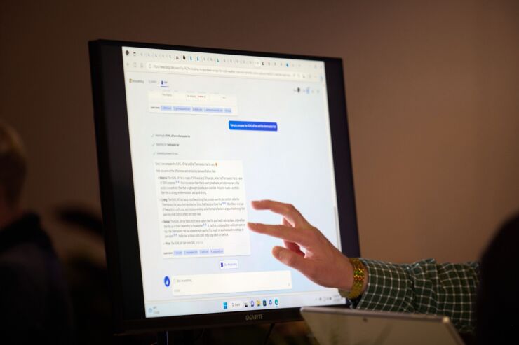 An attendee interacts with the AI-powered Microsoft Bing search engine and Edge browser during an event at the company's headquarters in Redmond, Washington, US, on Tuesday, Feb. 7, 2023. Microsoft unveiled new versions of its Bing internet-search engine and Edge browser powered by the newest technology from ChatGPT maker OpenAI. Photographer: Chona Kasinger/Bloomberg