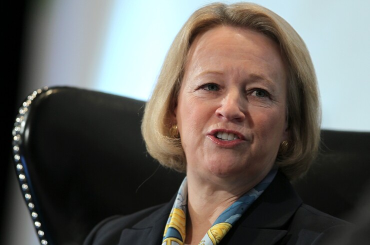 Mary Schapiro, chairman of the U.S. Securities and Exchange Commission (SEC), speaks during the Securities Industry and Financial Markets Association (SIFMA) annual meeting in New York, U.S., on Monday, Nov. 8, 2010. Schapiro chaired the SEC from 2009 to 2012.