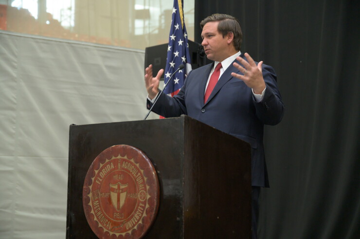 Florida Gov. Ron DeSantis giving a speech on April 2, 2019.