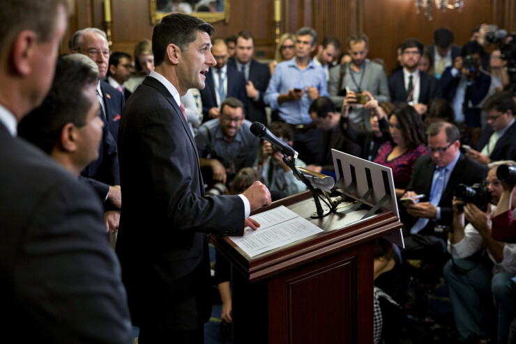 House Speaker Paul Ryan, a Republican from Wisconsin, speaks during a news conference on a unified tax reform framework at the U.S. Capitol in Washington.