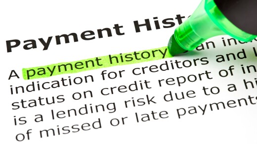 'Payment history' highlighted in green