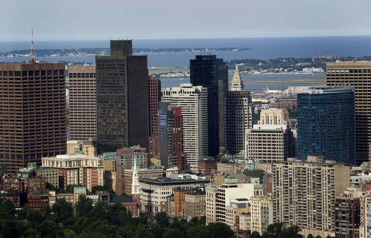 Aerial view of Boston skyline