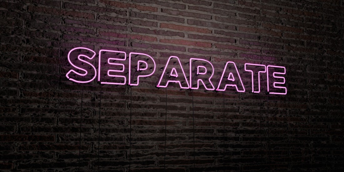 The word "SEPARATE" in neon letters.