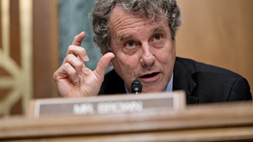 Senator Sherrod Brown, a Democrat from Ohio and ranking member of the Senate Banking Committee.