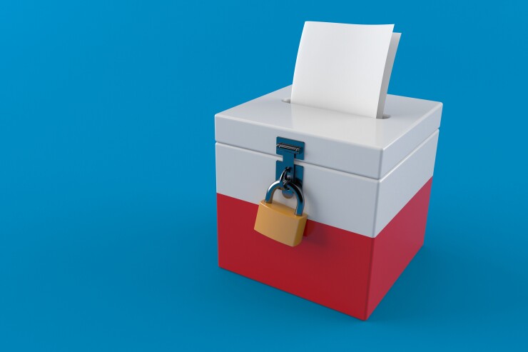 Stock image of a ballot box