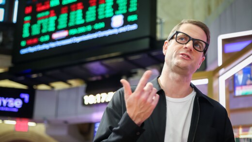 Sebastian Siemiatkowski during the Klarna Group's IPO at the New York Stock Exchange on Sept. 10.