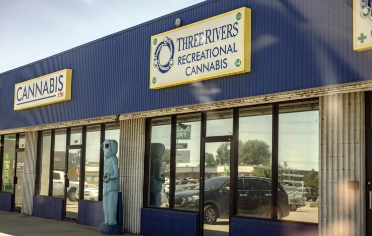 Storefront of a legal marijuana business in Pueblo Colorado.