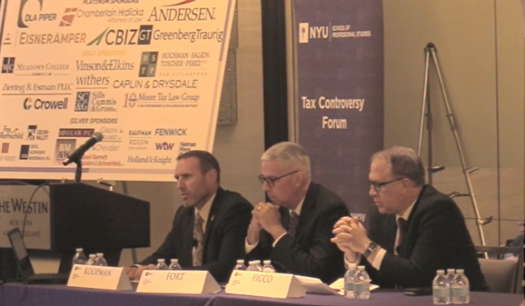 (Left to right) IRS Criminal Investigation chief Jared Koopman and former IRS-CI chiefs Don Fort and Guy Ficco at NYU Tax Controversy Forum