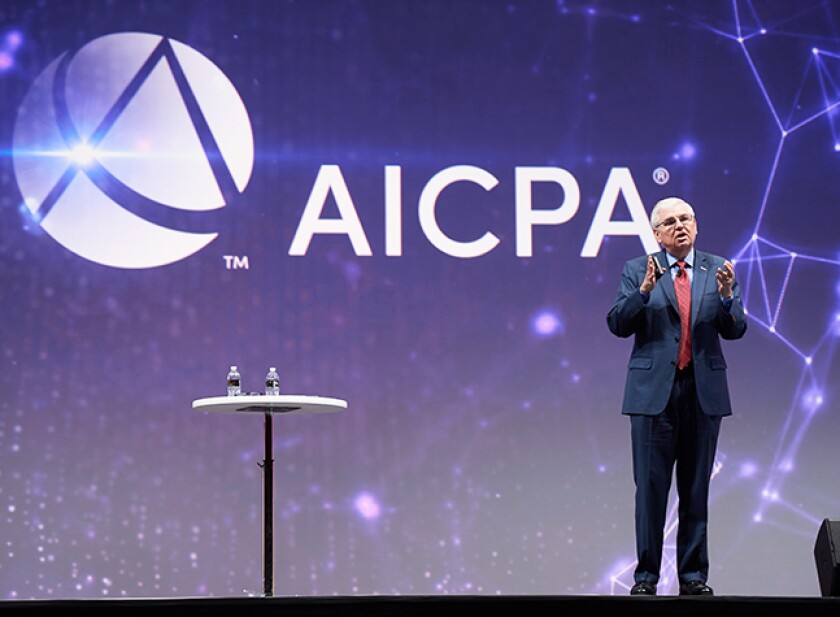 AICPA CEO and president Barry Melancon addressing the 2018 Engage event
