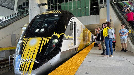 Brightline Florida train on the Orlando platform