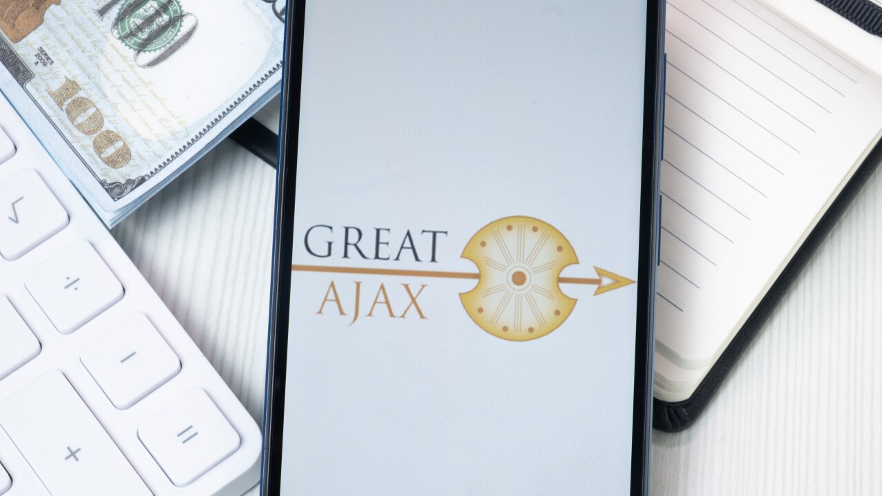 New York, USA - 30 June 2024: Great Ajax Logo on Phone Screen, Company Icon