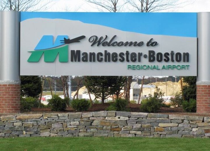 Sign at Manchester-Boston Regional Airport in New Hampshire.