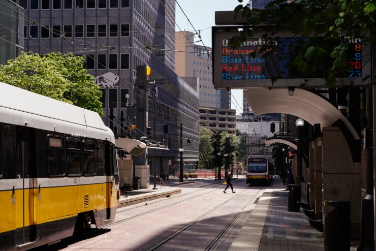 Dallas Area Rapid Transit trains in Dallas