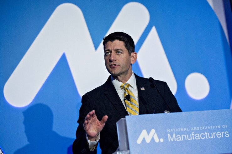 House Speaker Paul Ryan talks about tax reform with the National Association of Manufacturers