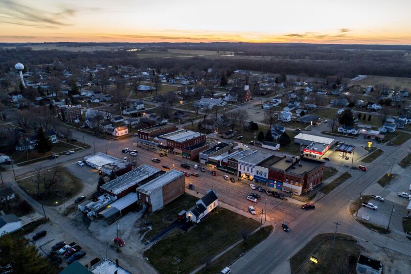South Main Street in Sheffield, Illinois, which is part of a 136 square mile opportunity zone