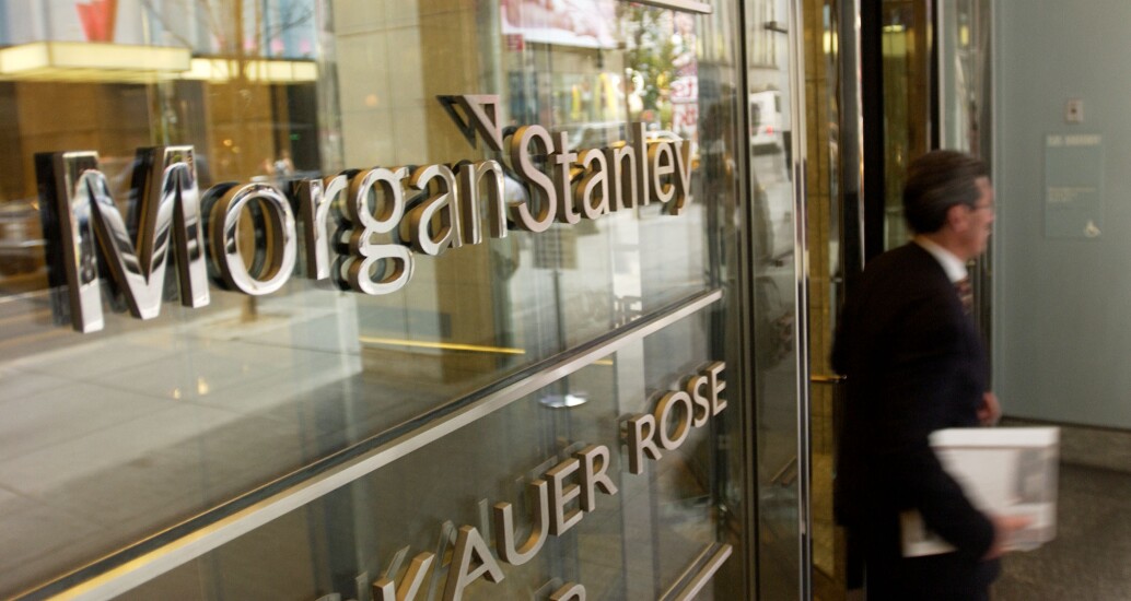 Morgan Stanley glass door by Bloomberg News
