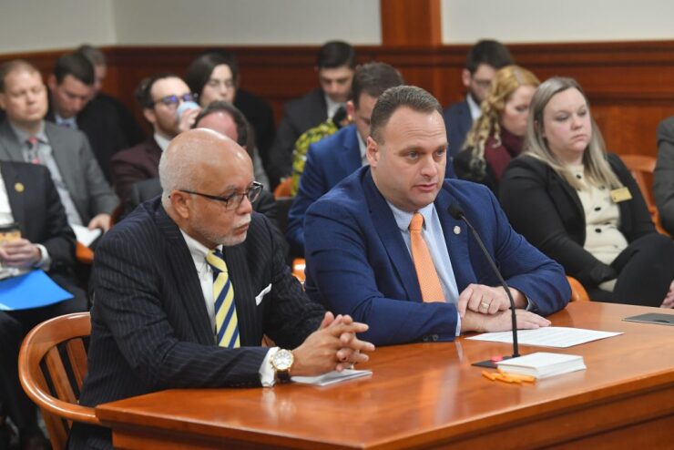 Wayne County Executive Warren Evans (left) and Michigan state Rep. Jason Sheppard, R-Temperance in the Michigan House Transportation Committee on Dec. 3, 2019.