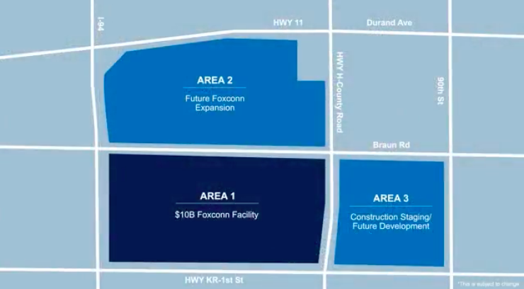 mount pleasant, racine county foxconn