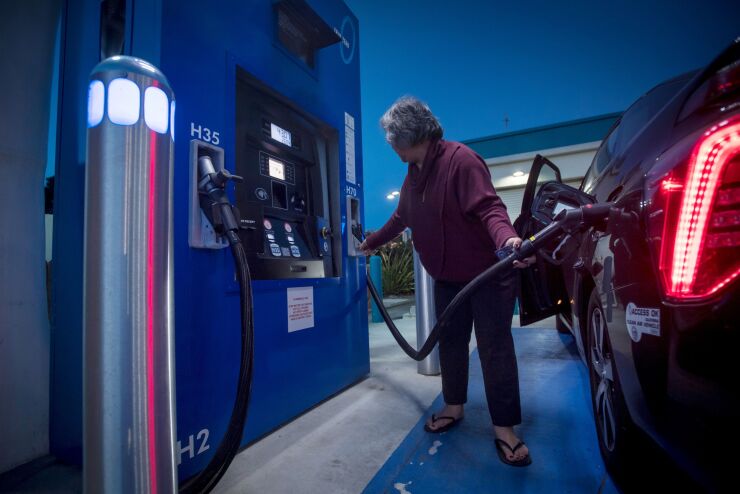Fueling a hydrogen-powered Toyota in California