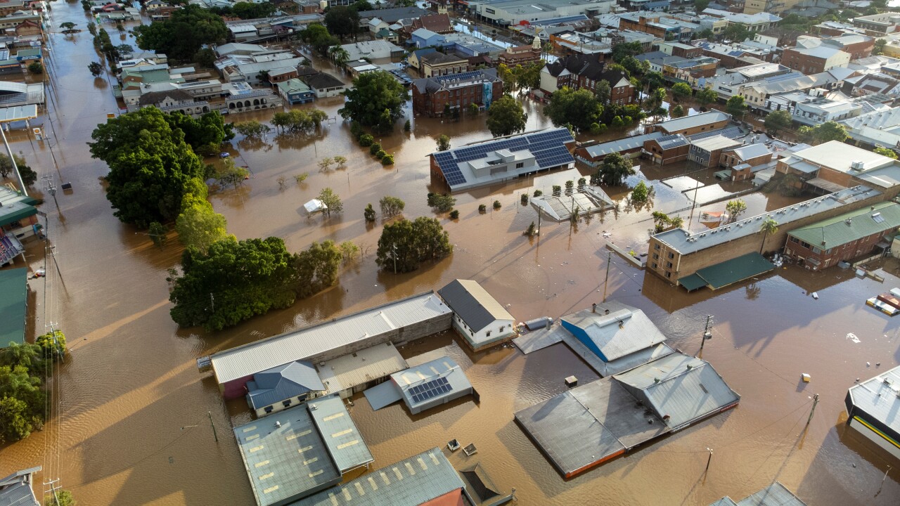 flooded landscape of small business buildings