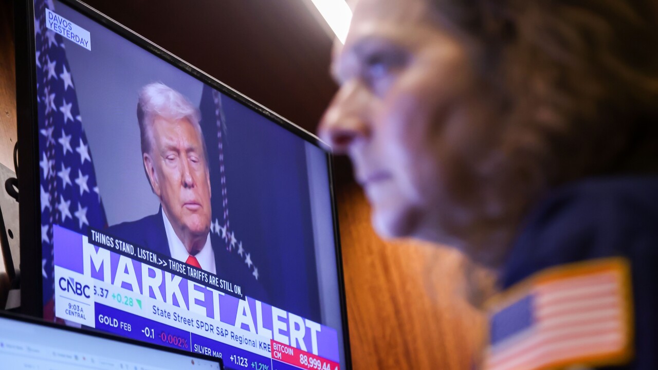 Trump on screen at the New York Stock Exchange