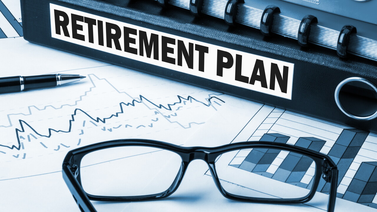 Retirement plan label on folder.