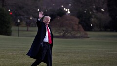 President Donald Trump waving to camera