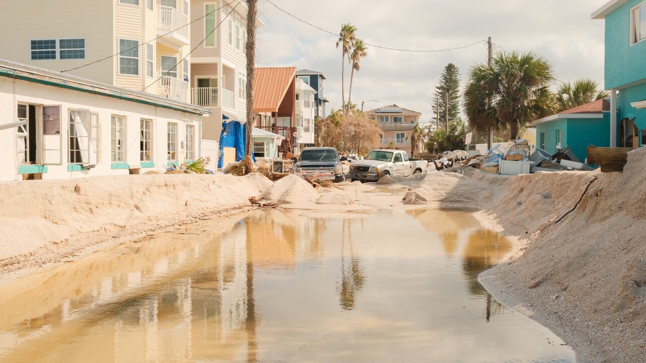 A flooded street after Hurricane Milton in St. Pete Beach, Florida, on Oct. 10, 2024.