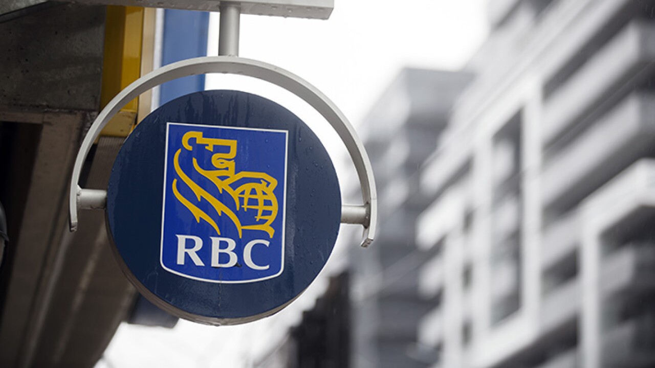 Sign outside a Royal Bank of Canada (RBC) branch.