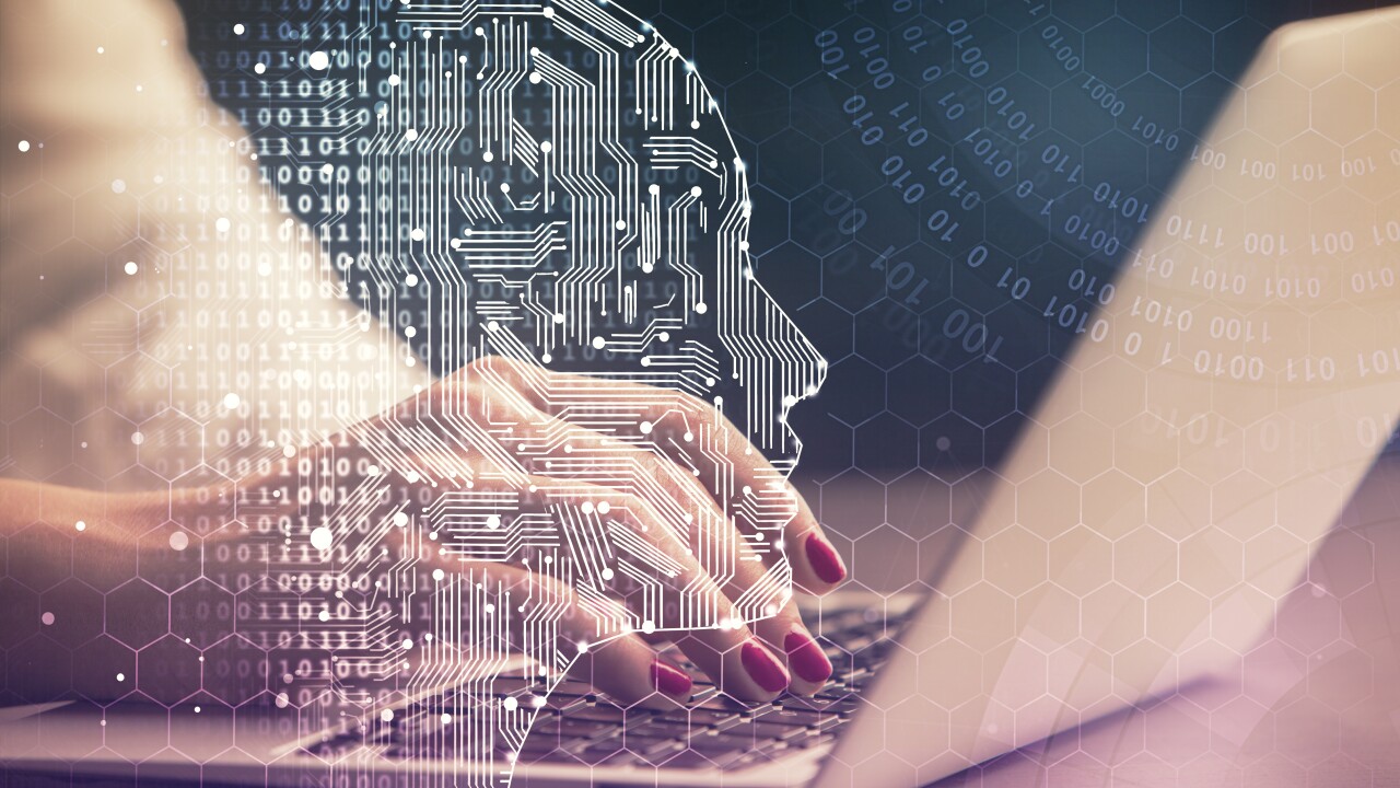 Stock image with a laptop and technology imagery