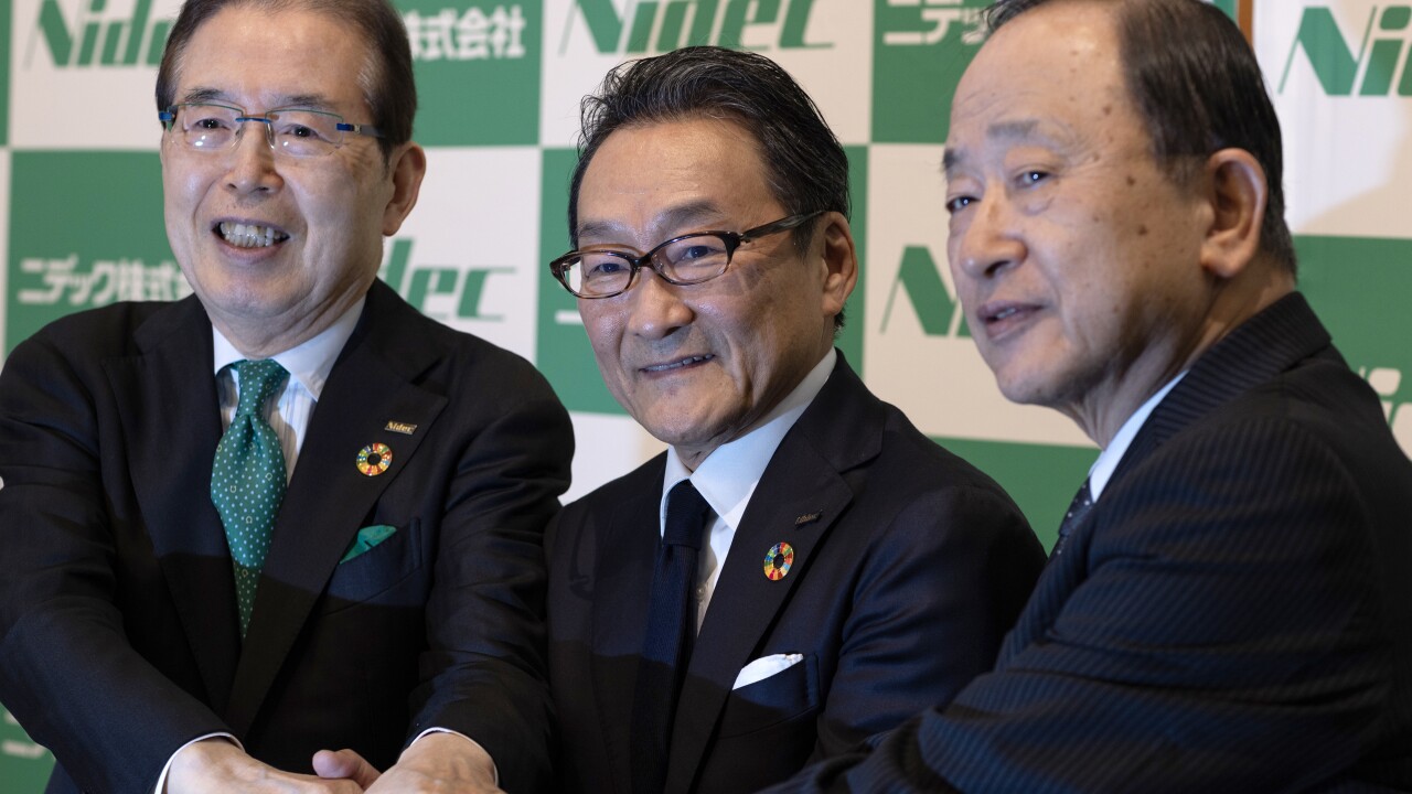 Shigenobu Nagamori, left, Mitsuya Kishida, center, and Hiroshi Kobe, in 2024.