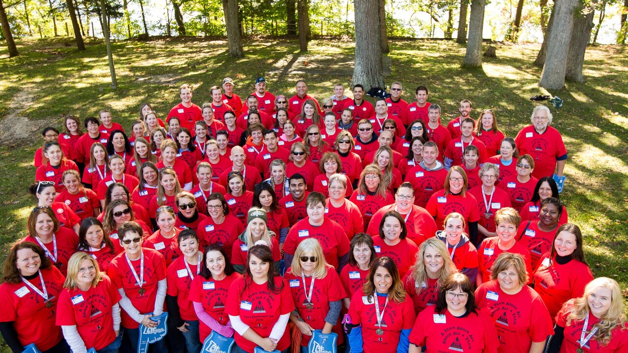 OMNI Community Credit Union employees celebrate the 2016 Team Enrichment Day.